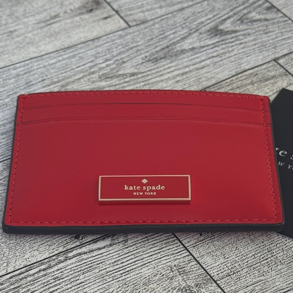 Kate Spade Bridget Red Patent Slim Card Wallet NWT